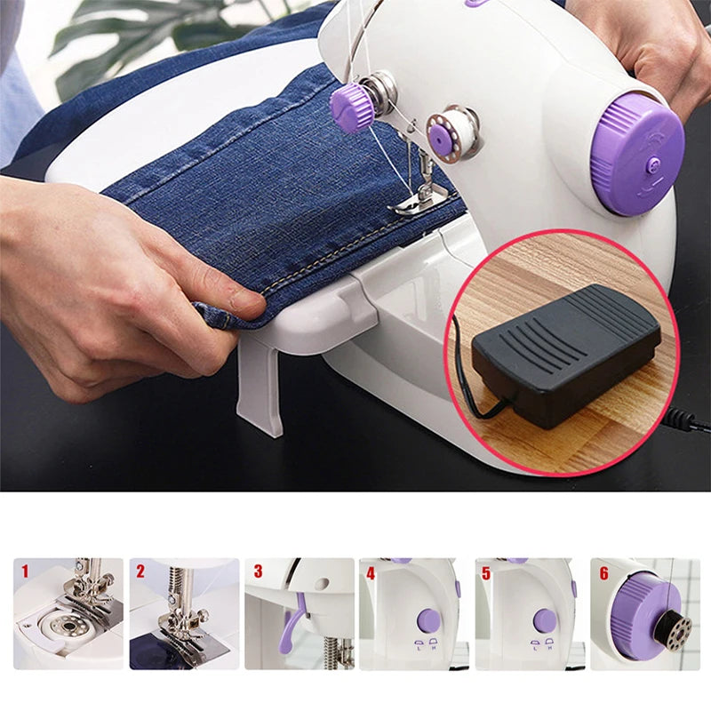 Mini máquina DE COSER portátil a PILA y ENCHUFE