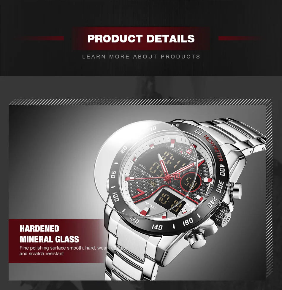 NAVIFORCE-Reloj de lujo para hombres, cronógrafo de pulsera, impermeable, a la moda y acuatico
